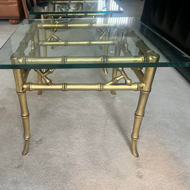 Gold Pair of Phyllis Morris Style Gilt Faux Bamboo Gold Side Tables For Sale - Image 8 of 10