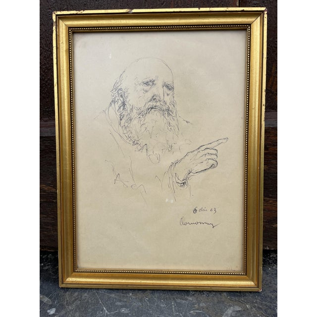 Drawing on paper depicting a portrait of a man, dated 1963 and signed Damoiseaux. Dieudonné Damoiseaux (1918-2000) was a...