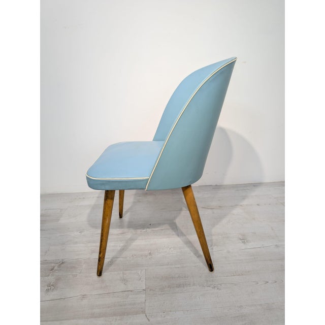 Vintage Blue Leather Armchair, 1950s For Sale - Image 11 of 14