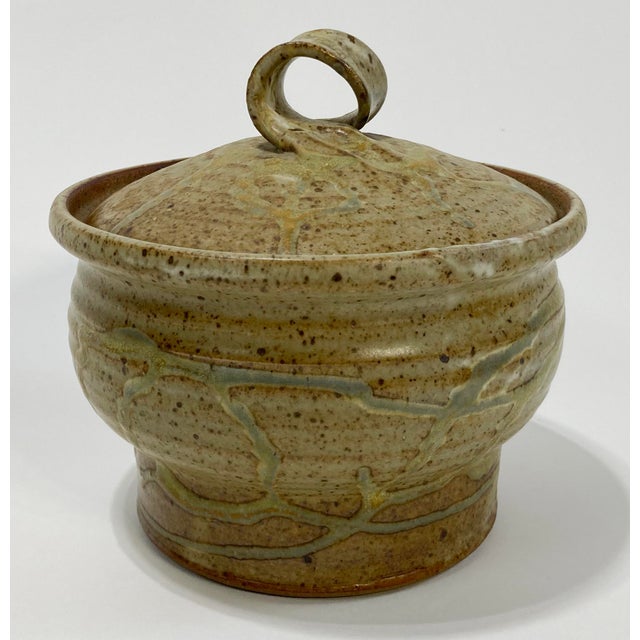 Postmodern Vintage Studio Pottery Lidded Crock For Sale - Image 3 of 10