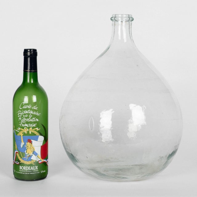 Rustic European Vintage Blown Glass Demijohn Bottles Set of 2 For Sale - Image 3 of 16
