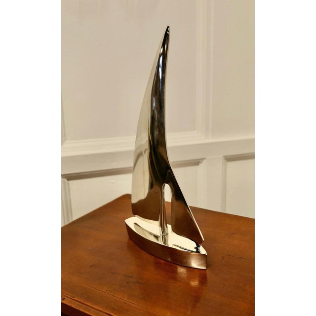 Silver French Chrome Desktop Model Yacht, 1960s For Sale - Image 8 of 9