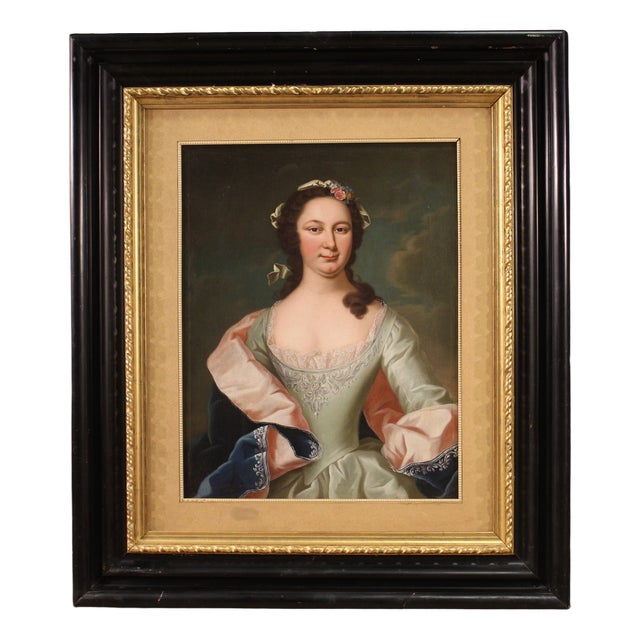 Portrait of a Gentlewoman, 19th Century, Oil Painting on Canvas, Framed For Sale
