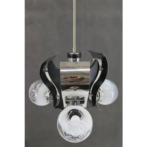 Vintage Italian Chrome Plated Chandelier, 1970s For Sale - Image 3 of 13