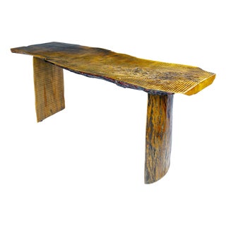 Organic Live Edge Wood Console Table For Sale