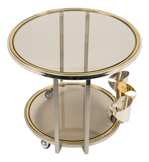 Mid-Century Serving Cart in Brass, Chrome and Glass, Italy, 1970s