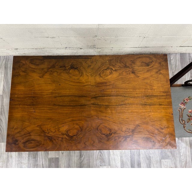 Antique American Empire Mahogany Writing Desk With Lyre Back Needlepoint Chair For Sale In Kansas City - Image 6 of 13