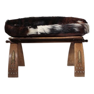 Cowhide Camel Saddle Stool, 1950 For Sale