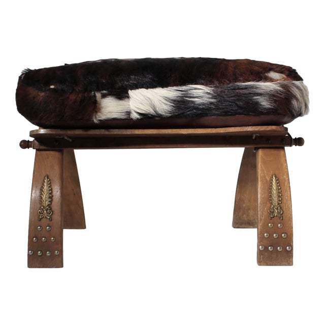 Cowhide Camel Saddle Stool, 1950 For Sale