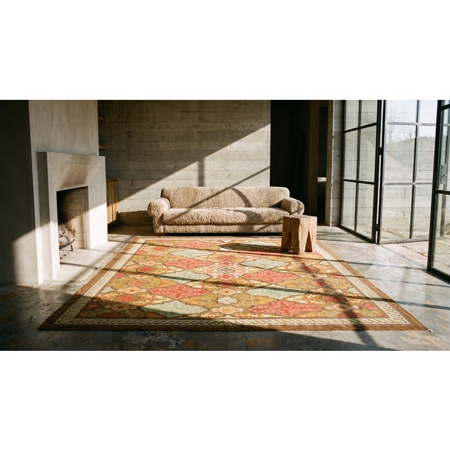 Antique Rare Metallic Threads French Aubusson Carpet by the Sallandrouze Family For Sale - Image 11 of 12