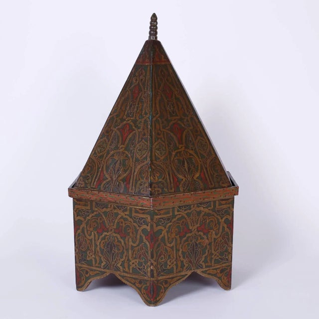 Antique Moroccan Painted Wood Box For Sale In West Palm - Image 6 of 9
