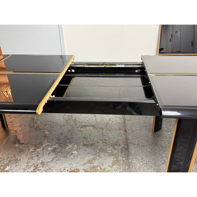 Pierre Cardin for Roche Bobois Vintage Black Lacquer Dining Set, Set of Nine For Sale - Image 11 of 12