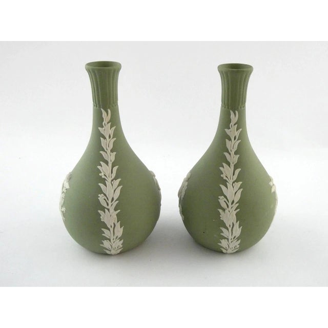 Wedgwood Vintage Wedgwood Green Jasperware Vase- Set of 2 For Sale - Image 4 of 7