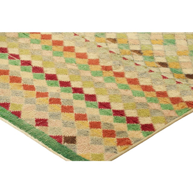 Vintage Zeki Müren Rug in Cream With Colorful Geometric Pattern | Rug & Kilim For Sale In New York - Image 6 of 7