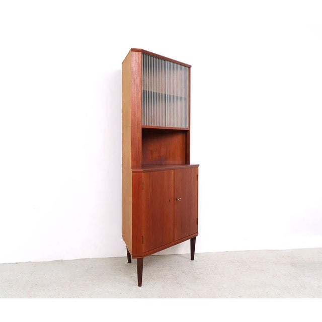 Mid-Century Modern Vintage Danish Teak Corner Cabinet with Display Case, 1960s For Sale - Image 3 of 13
