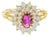 Ruby Diamond Halo Engagement Ring 1.25cttw 14k Yellow Gold, Size 4 For Sale