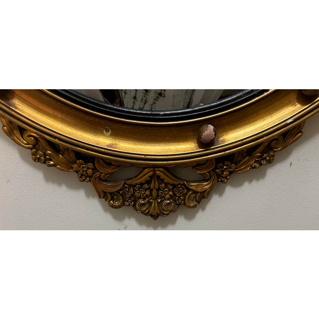 Wood American Federal Style Giltwood Eagle Crest Convex Mirror, Mid-20th Century For Sale - Image 7 of 12
