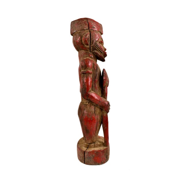 Early 20th Century Senufo Painted Standing Figure Red Cote D'Ivoire For Sale - Image 4 of 7
