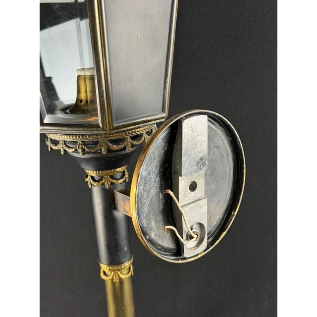 Antique French Empire Revival Wall Lantern with Original Beveled Glass Panels, 1890s For Sale - Image 10 of 11