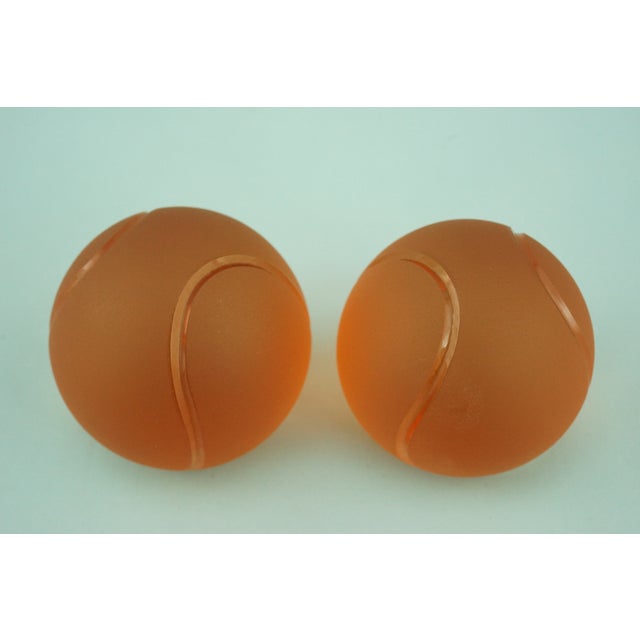 Orange Orange Sandblasted Murano Glass Tennis Balls Paperweights from La Murrina, Italy, 1970s, Set of 2 For Sale - Image 8 of 18