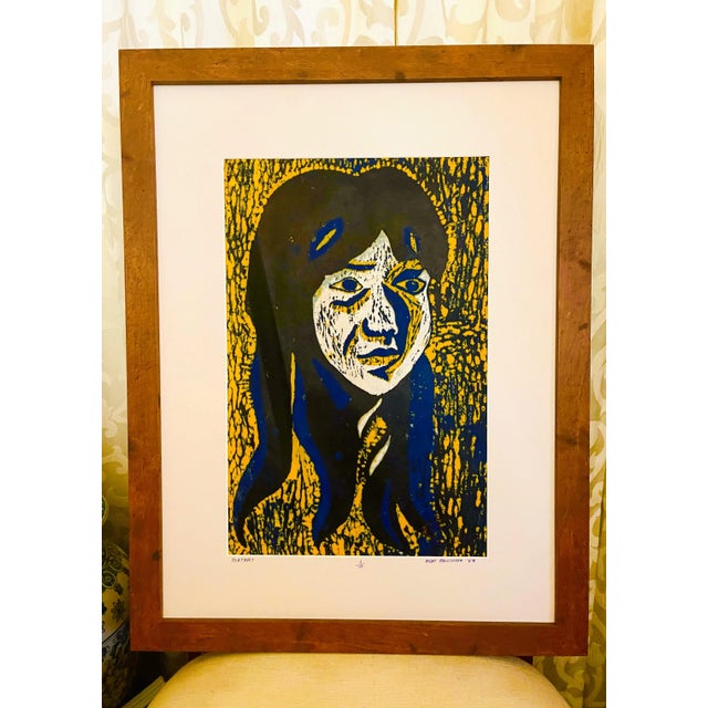 This is an original wood print on Japanese rice paper with three printed colors: The first step in creating this woodprint...