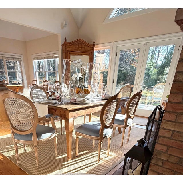 Set of 6 Custom Italian Cane Back Chairs in Light Blue For Sale - Image 13 of 15