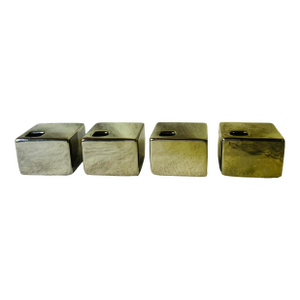 Set of 4 Silver Glazed Cube Form Ikebana Vases - Japanese Porcelain