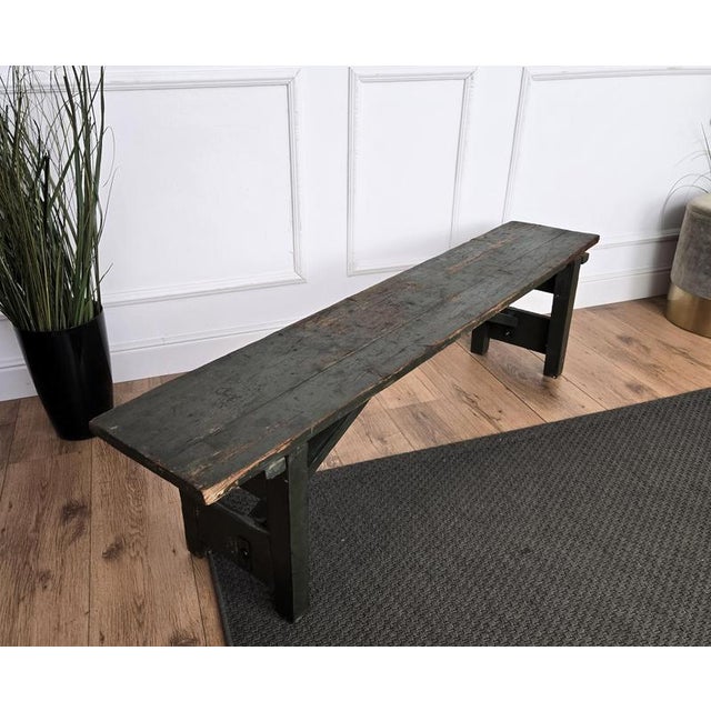 Wood Antique Rustic Italian Farm Country Wooden Bench, 1890s For Sale - Image 7 of 9