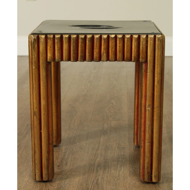 1930s Vintage Art Deco Polychrome Painted Black and Gold Taboret Side Table For Sale - Image 5 of 13