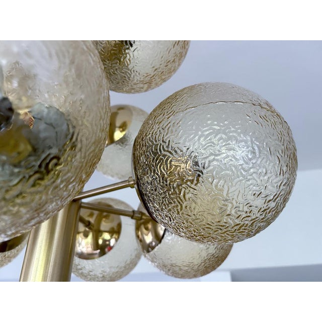 Gold Large Space Age Glass Globe Pendant Light, 1970s For Sale - Image 8 of 18