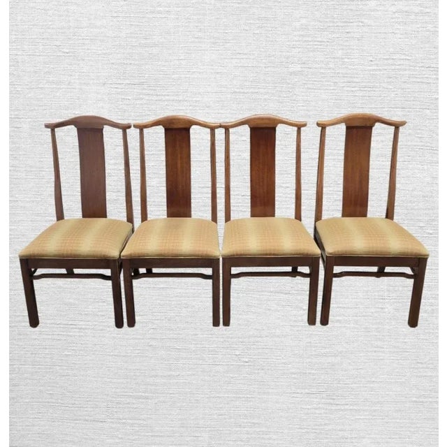 Vintage Bernhardt Mid Century Modern Michael Taylor Style Pecan, Walnut Sleek Dining Room Chairs- A Set 6 For Sale - Image 15 of 16