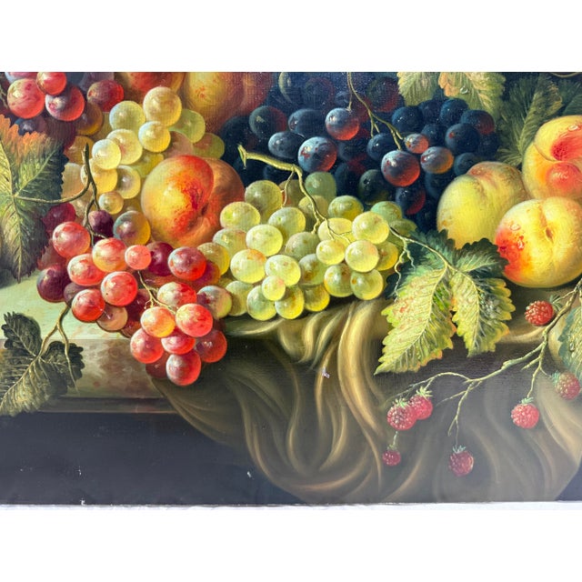Large Vintage Original P. Loosestrife Still Life Fruit Grapes Oil Painting For Sale - Image 4 of 13