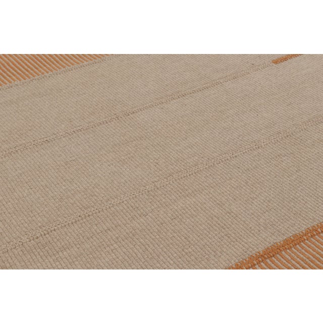 2010s Rug & Kilim's Contemporary Kilim, Beige with Orange Textural Stripes For Sale - Image 5 of 10