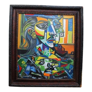 1970s Cubist Oil Painting For Sale