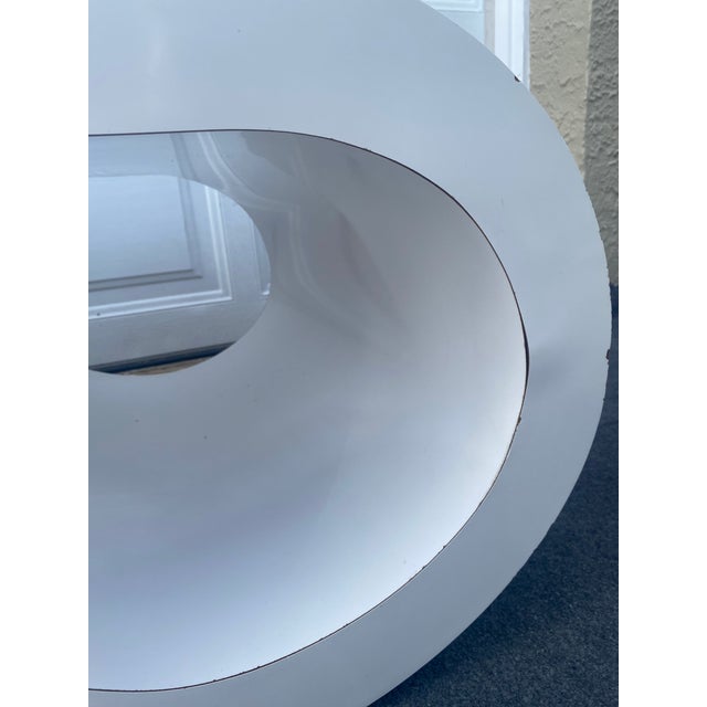 Wood Postmodern 1970s White Laminate Waterfall Scroll Coffee Table After Karl Springer For Sale - Image 7 of 9