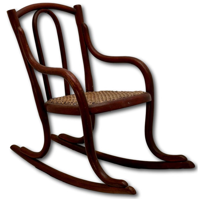 Unusual Antique Very Small Doll Size Bentwood Rocking Chair Possibly a Salesman Sample - Measures 15 Inches Tall For Sale - Image 10 of 18