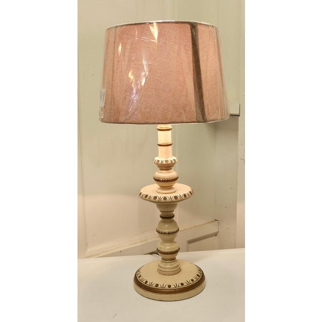 Paint Folk Art Carved and Painted Table Lamp, 1960s For Sale - Image 7 of 8