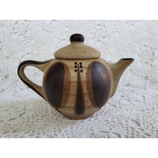 1960s 1960s German Sgrafo Modern Stoneware Tea Pot For Sale - Image 5 of 7