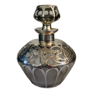Early 20th Century Sterling Silver Overlay Art Nouveau Perfume Bottle