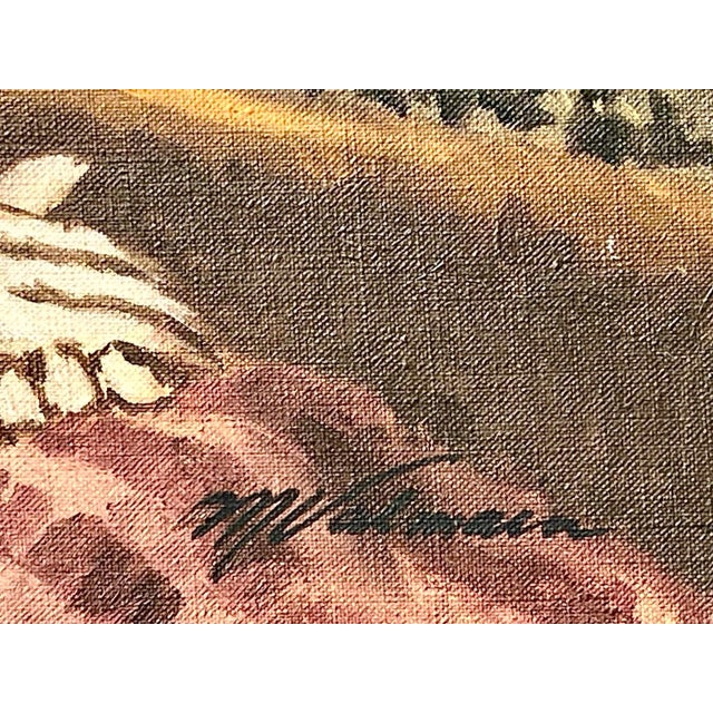 Original French Oil Painting Girl at the Opera by M. Valmain C.1950 Mid Century For Sale In New York - Image 6 of 8