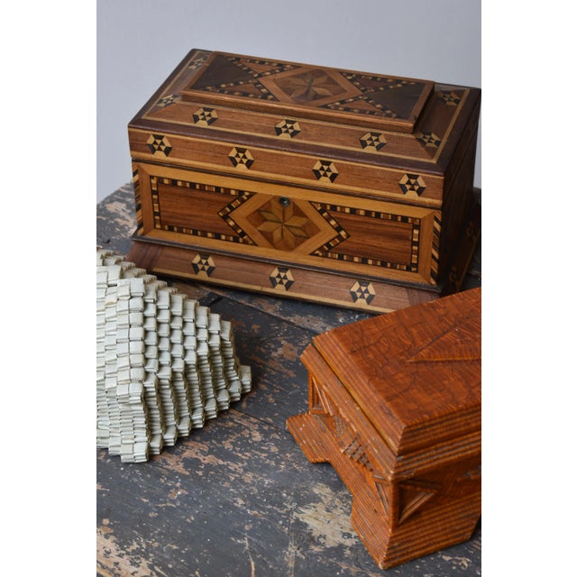 Art Deco Vintage Parquetry Box With Removable Tray + Velvet Interior, Circa 1920s-30s For Sale - Image 3 of 17