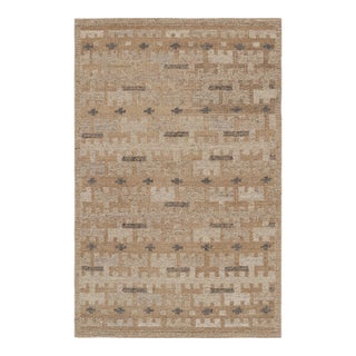 Rug & Kilim’s Scandinavian Style Rug in Beige-Brown Geometric Patterns - 5x7 For Sale