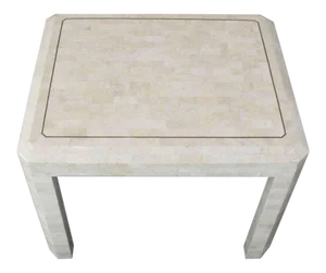 1970s Art Deco Tessellated Stone Brass Inlay Side Table