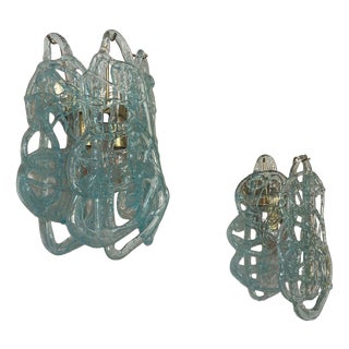 Spun Sugar Murano Glass Wall Sconces from Mazzega, Italy, 1970s, Set of 2 For Sale