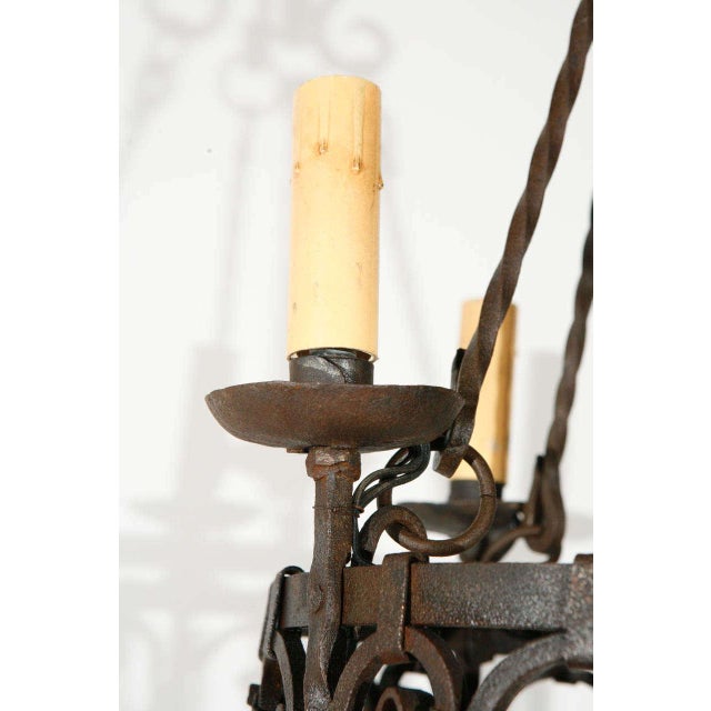 French Early 20th Century Iron French Chandelier For Sale - Image 3 of 10