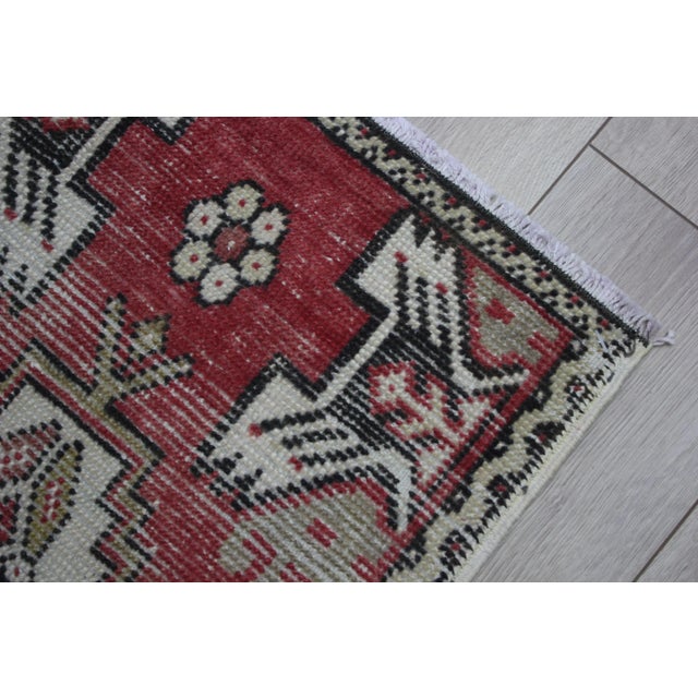 1980s Traditional Red Old Doormat Rug For Sale In Sacramento - Image 6 of 12