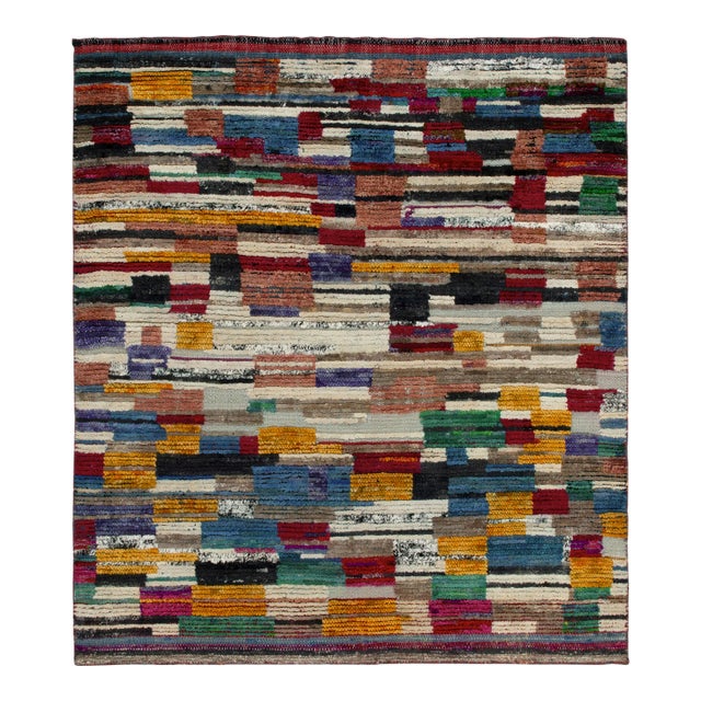 Rug & Kilim’s Moroccan Style Rug in Colorful High-Low - 8'x8' For Sale