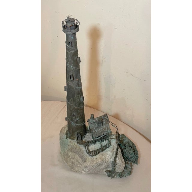 Vintage Jim Lewk Bronze Stone Nautical Lighthouse Brutalist Sculpture Statue Art For Sale In New York - Image 6 of 18