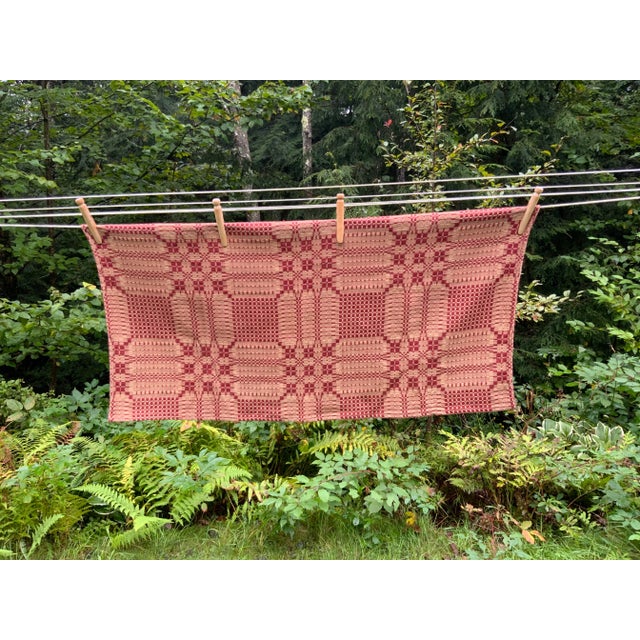 American Early New England Textile Table Runner - Native American Inspired Pattern on Automated Loom Weaving For Sale - Image 3 of 12
