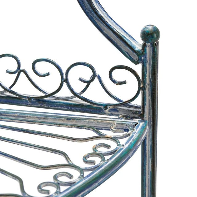 Metal Abarrane 4 Tier Corner Shelf - Mossy Blue For Sale - Image 7 of 11
